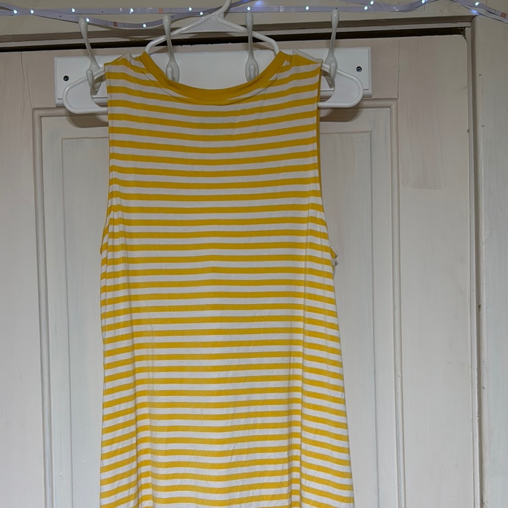 Time and Tru Mustard and White Striped Top